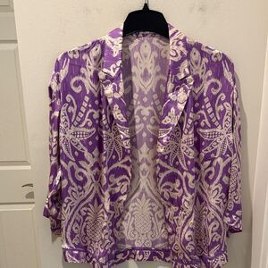 Poupette St Barth Clea printed Purple and Cream Patterned Blazer size Small